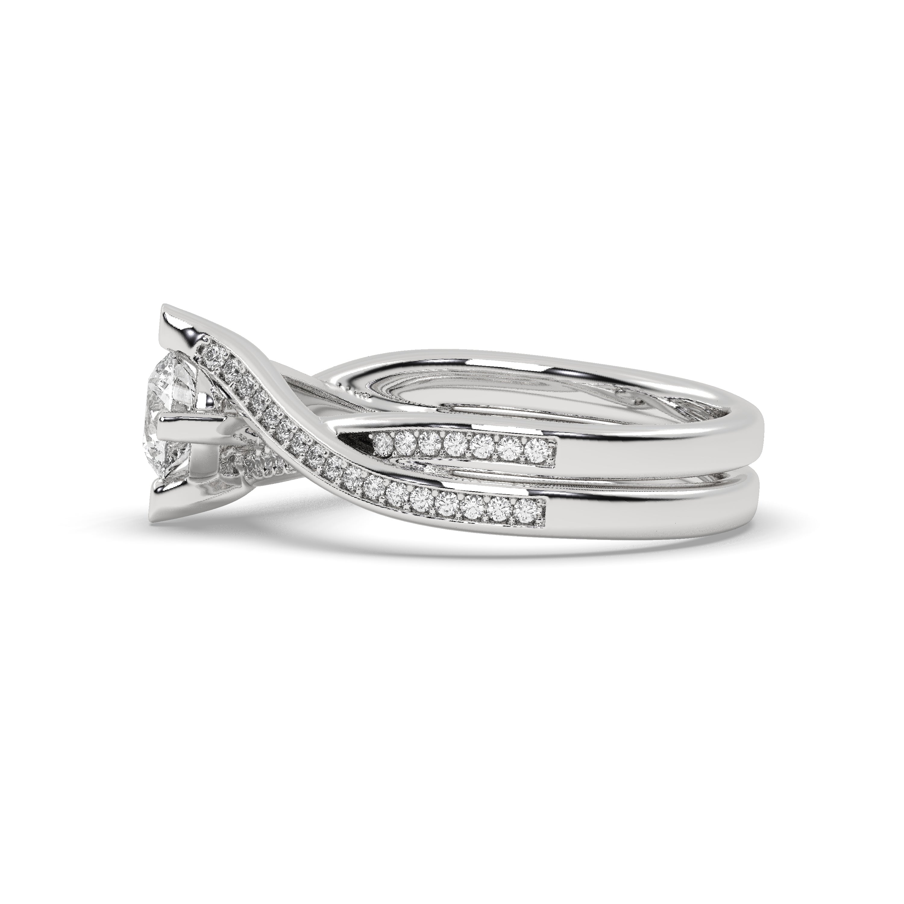 White Gold Studded 0.9 Carat Lab Grown Diamond Ring-E Color VS2 Clarity.